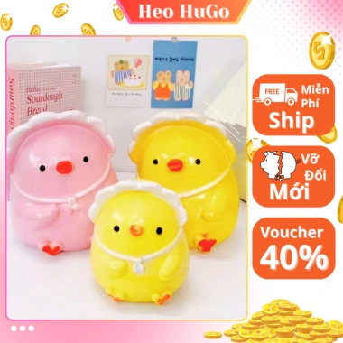 Heo đất ống tiết kiệm tiền mini gà con siêu xinh - Quà tặng chỉ 59.000₫