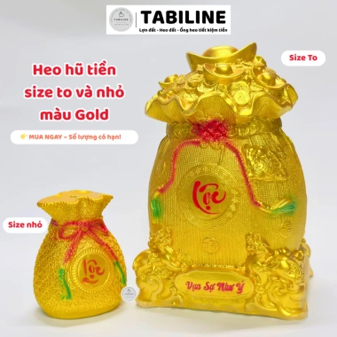 Heo đất ống tiết kiệm tiền size to nhở màu gold cao cấp LD22 TABILINE - Giá 52.000đ (giảm từ 67.600đ) 9
