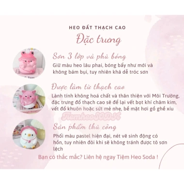 Heo đất thiên thần ngủ cánh tiên 14x19x17cm - Quà tặng, trang trí, giá 45.9k tại Tiệm Heo Soda