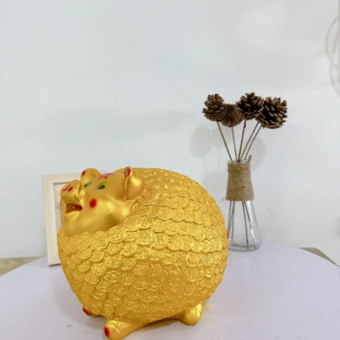 Heo Đất Tiền Tài Ống Lợn Tiết Kiệm sz ĐẠI Màu Vàng Ánh Kim May Mắn Tài Lộc XLD66 2