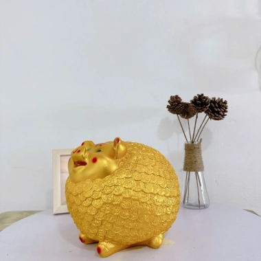 Heo Đất Tiền Tài Ống Lợn Tiết Kiệm sz ĐẠI Màu Vàng Ánh Kim May Mắn Tài Lộc XLD66 3