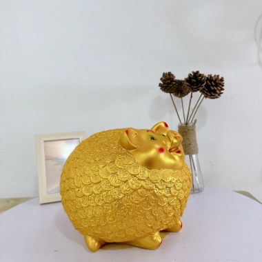 Heo Đất Tiền Tài Ống Lợn Tiết Kiệm sz ĐẠI Màu Vàng Ánh Kim May Mắn Tài Lộc XLD66 5
