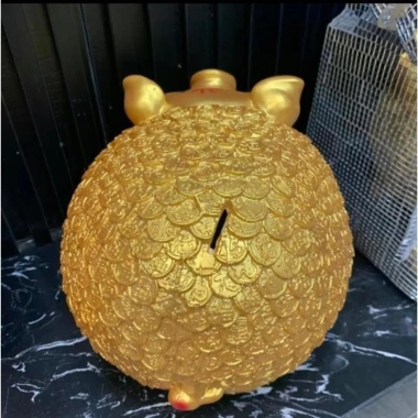 Heo Đất Tiền Tài Ống Lợn Tiết Kiệm sz ĐẠI Màu Vàng Ánh Kim May Mắn Tài Lộc XLD66 8