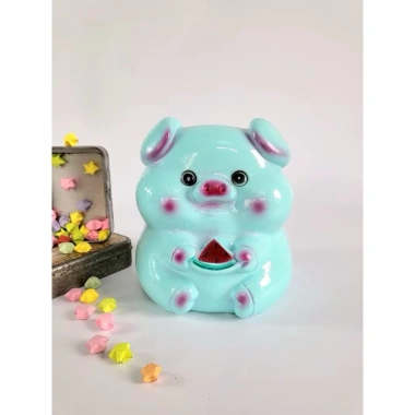 Heo Đất Tiết Kiệm 18cm - Ống Heo Ôm Dưa Hấu Siuu Cute, Thạch Cao Nguyên 2