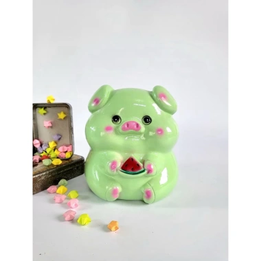 Heo Đất Tiết Kiệm 18cm - Ống Heo Ôm Dưa Hấu Siuu Cute, Thạch Cao Nguyên 7