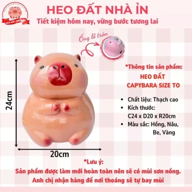 Heo đất tiết kiệm Capybara size TO - Lợn đất dễ thương, quà tặng bánh cuộn, xưởng Heo Đất Nhà Ỉn