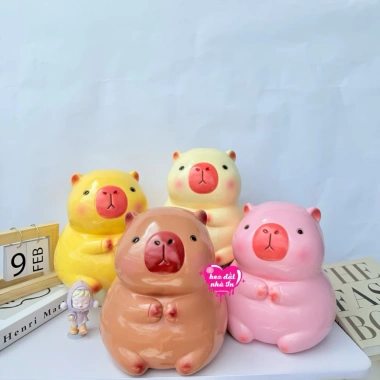Heo đất tiết kiệm Capybara size TO - Lợn đất dễ thương, quà tặng bánh cuộn, xưởng Heo Đất Nhà Ỉn