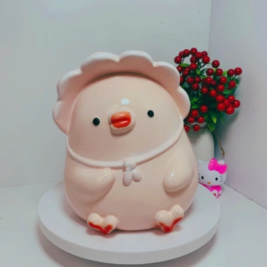 Heo đất tiết kiệm Gà con đội mũ cute size TO - Trang trí quà tặng LUCKY 91 chỉ 56.000đ 3