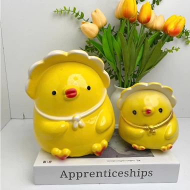 Heo đất tiết kiệm Gà con đội mũ cute size TO - Trang trí quà tặng LUCKY 91 chỉ 56.000đ 7