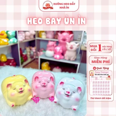 Heo đất tiết kiệm HEO BAY ỦN ỈN mông cong ăn tiền miệng - Siêu dễ thương, 68.888đ
