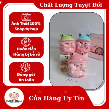 Heo đất tiết kiệm Heo đội Mũ Ếch mini cực cute - ống tiết kiệm tiền - 46.599đ