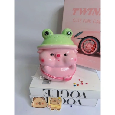 Heo đất tiết kiệm Heo đội Mũ Ếch mini cực cute - ống tiết kiệm tiền - 46.599đ