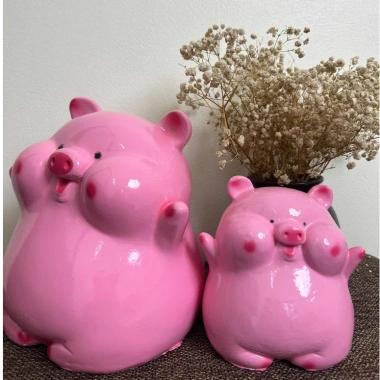 Heo đất tiết kiệm Heo Má Bánh Bao Hello - Lợn đất ống trang trí Heo Hạnh Phúc, giá 51.350₫ 3