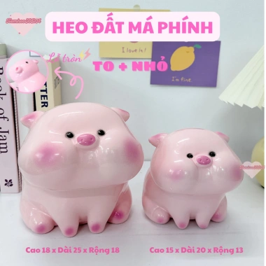 Heo đất tiết kiệm Heo Má Phính cute lỗ tròn size to và nhỏ - quà tặng trang trí ống TiệmHeosoda giảm giá 50.000₫