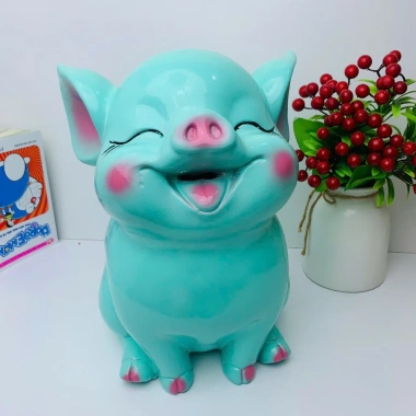 Heo đất tiết kiệm Hot 3D dáng ngồi size to c30 vòng bụng 62 - quà tặng trang trí 2
