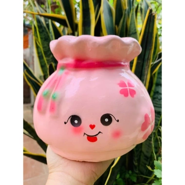 Heo đất tiết kiệm lỗ tròn túi tiền tài lộc - Quà tặng trang trí giá 55.000₫