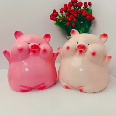 Heo đất tiết kiệm mini 15cm dạng bánh bao - Giá chỉ 45.000₫, chất liệu phúng phĩnh bền bì 8