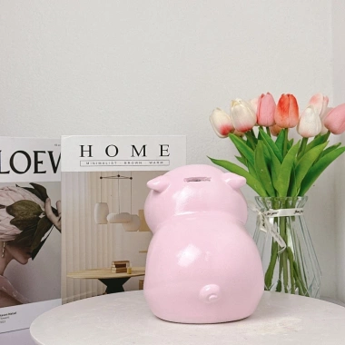 Heo đất tiết kiệm ống sơn 3 lớp - Decor bàn làm việc màu đẹp, quà tặng ý nghĩa, giá 75.000 VND