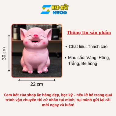 Heo đất tiết kiệm size to màu hồng - Mini dễ thương, ống heo lợn đất, giảm giá 22% chỉ 78.000₫ 4