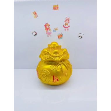 Heo Đất Tiết Kiệm Túi Vàng Tài Lộc Phong Thủy Size Nhỏ Đáng Yêu Quà Tặng Ống Tiết Kiệm Trang Trí
