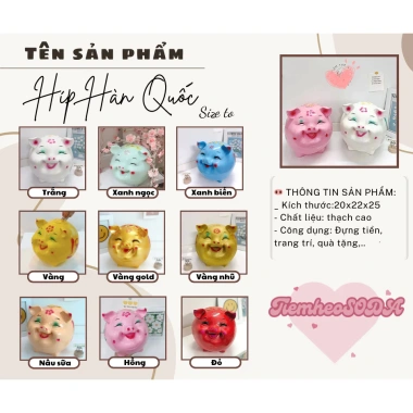 Heo Híp Cười Hàn Quốc TO (C25xD22xR20) ống tiết kiệm - Quà tặng - Giá 100k 2