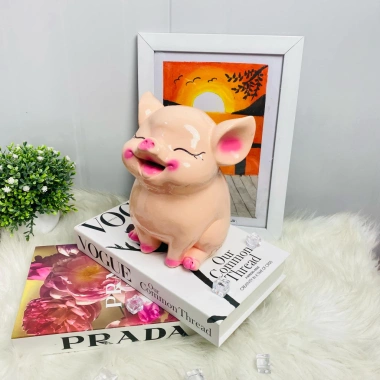 Heo Hót Dáng Ngồi Tai Vểnh Size Nhỏ Ống Heo Đựng Tiền Trang Trí 100% Ảnh Thật 5