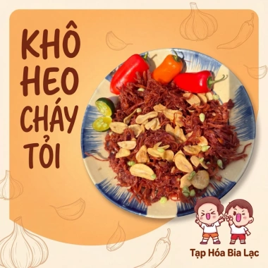Heo khô cháy tỏi 500g - 250g, Tạp Hóa Bia Lạc HK01, dai ngon, vị tươi ngọt, tỏi thơm bùi, ưu đãi 140.000₫