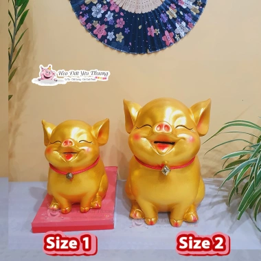 Heo ngậm tiền hút lộc thạch cao mới 2 size - ống tiết kiệm phong thủy, quà tặng, giá 99.000