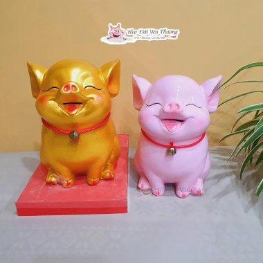 Heo ngậm tiền hút lộc thạch cao mới 2 size - ống tiết kiệm phong thủy, quà tặng, giá 99.000