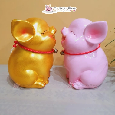 Heo ngậm tiền hút lộc thạch cao mới 2 size - ống tiết kiệm phong thủy, quà tặng, giá 99.000