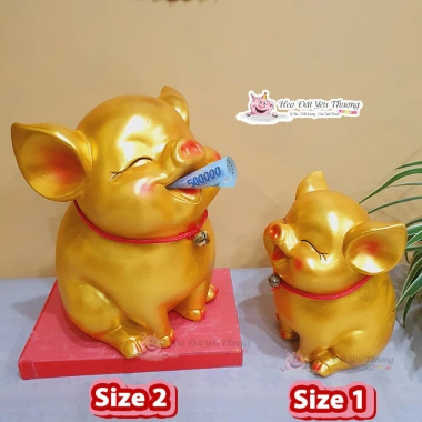 Heo ngậm tiền hút lộc thạch cao mới 2 size - ống tiết kiệm phong thủy, quà tặng, giá 99.000