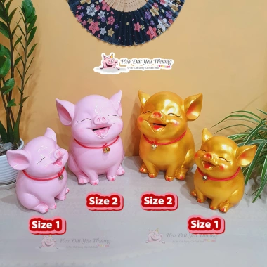 Heo ngậm tiền hút lộc thạch cao mới 2 size - ống tiết kiệm phong thủy, quà tặng, giá 99.000