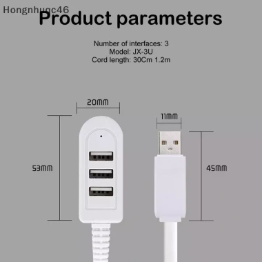 Hhvn Cáp USB 1.2m Hub 3 Cổng Sạc Nhanh, Splitter Phong Cách Mới, Giá 32.281 VND 9