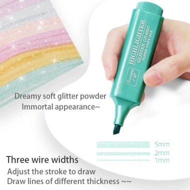 Highlighter Đầu Mềm Kim Loại Sáng Bóng - Bút Đánh Dấu & Vẽ Sáng Tạo cho Văn Phòng Phẩm Học Sinh 3