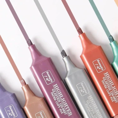 Highlighter Đầu Mềm Kim Loại Sáng Bóng - Bút Đánh Dấu & Vẽ Sáng Tạo cho Văn Phòng Phẩm Học Sinh 4