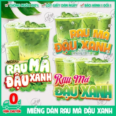 Hình dán rau Má Đậu xanh dán tường - Decor xe đẩy, quán trà sữa, cà phê - Sticker decal chỉ 26.000đ