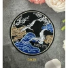 Hình thêu cò hoa mây xanh 15cm - Patch ủi nhiệt gắn áo dài, sticker giá 16.200₫