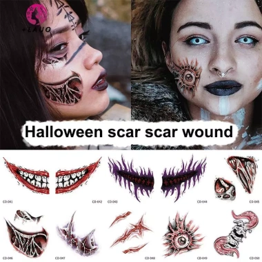 Hình xăm tạm thời Halloween chống thấm nước mô phỏng vết thương thật cho mặt và tay - Giá ưu đãi 30.456₫