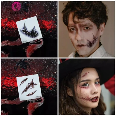 Hình xăm tạm thời Halloween chống thấm nước mô phỏng vết thương thật cho mặt và tay - Giá ưu đãi 30.456₫
