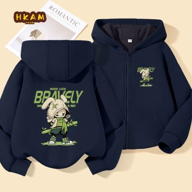 HKAM Áo Hoodie Bé Trai Dây Kéo Lót Lông Cừu Mùa Thu Đông Có Túi - 345.6k 8