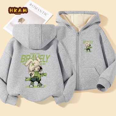 HKAM Áo Hoodie Bé Trai Dây Kéo Lót Lông Cừu Mùa Thu Đông Có Túi - 345.6k 9