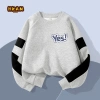 HKAM Áo Sweater bé trai nỉ tay chắp vá thời trang thoải mái, in họa tiết - Giảm 23% 9