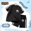 HKAM Combo2 Bộ đồ bé trai quần short áo thun khô nhanh, thấm mồ hôi, in ngôi sao, thoáng khí - Giá chỉ 302.400₫