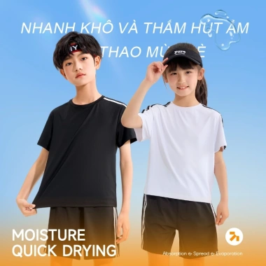HKAM Combo2 Bộ đồ bé trai quần short áo thun khô nhanh, thấm mồ hôi, in ngôi sao, thoáng khí - Giá chỉ 302.400₫