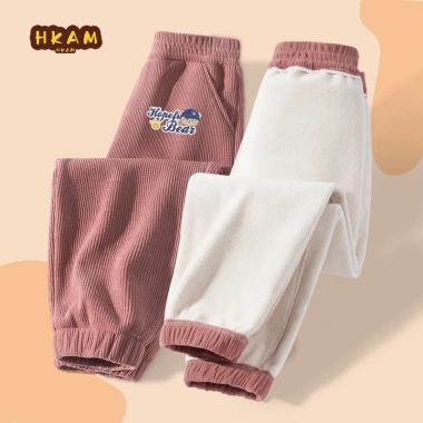 HKAM Quần Thể Thao Bé Trai Mùa Đông Corduroy Ấm Áp, In Hình Gấu Unisex Giá 250k