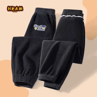 HKAM Quần Thể Thao Bé Trai Mùa Đông Corduroy Ấm Áp, In Hình Gấu Unisex Giá 250k