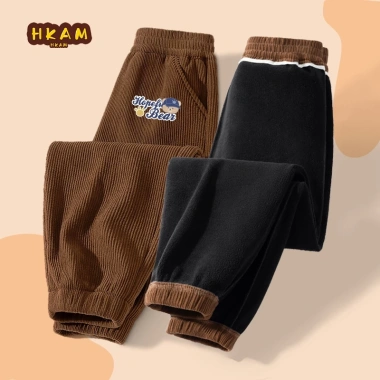 HKAM Quần Thể Thao Bé Trai Mùa Đông Corduroy Ấm Áp, In Hình Gấu Unisex Giá 250k