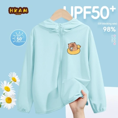 HKAM UPF50 Áo chống nắng bé gái mùa hè, thoáng khí mát mẻ, vòng bơi In Capybara - Giá chỉ 150.000₫