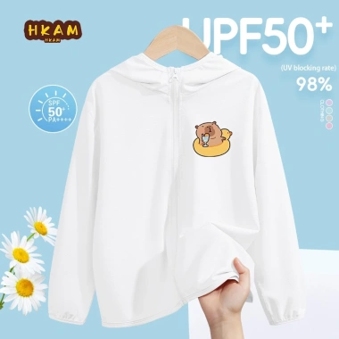 HKAM UPF50 Áo chống nắng bé gái mùa hè, thoáng khí mát mẻ, vòng bơi In Capybara - Giá chỉ 150.000₫
