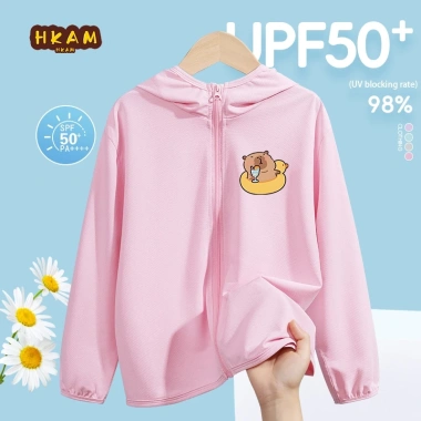 HKAM UPF50 Áo chống nắng bé gái mùa hè, thoáng khí mát mẻ, vòng bơi In Capybara - Giá chỉ 150.000₫